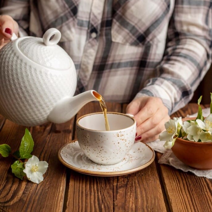 relaxing with tea